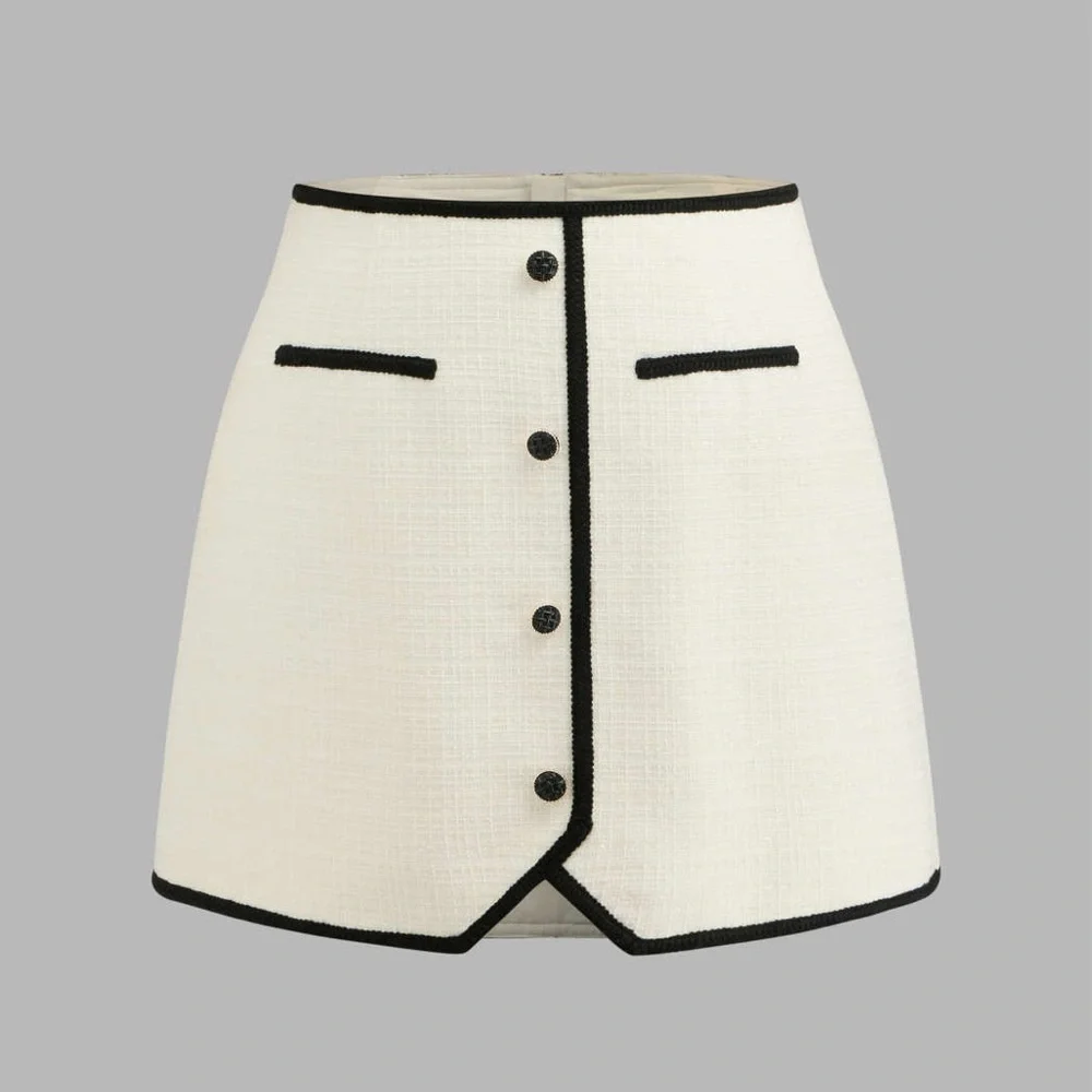 Cider Cream Tweed Button Front Mini Skirt Sz 2XL NWT - Picture 3 of 7